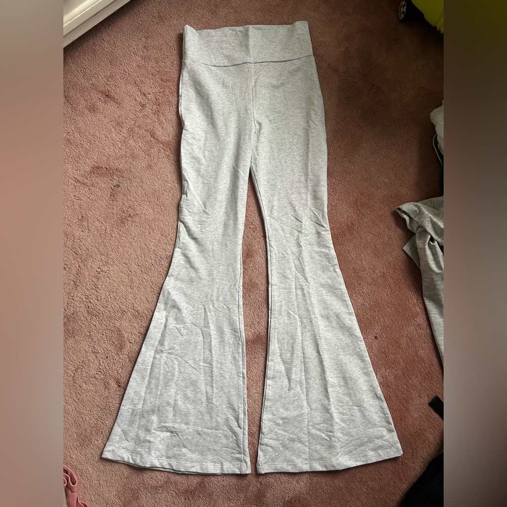 NWT edikted gray fold over waist flare pants